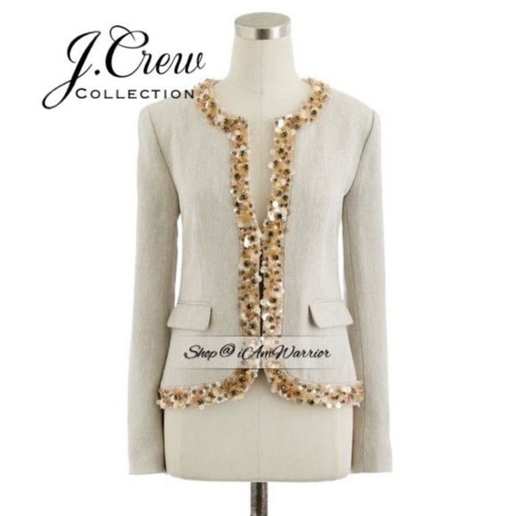 J.Crew Collection sequin embellished collarless blazer *shop@iamwarrior - Picture 1 of 13